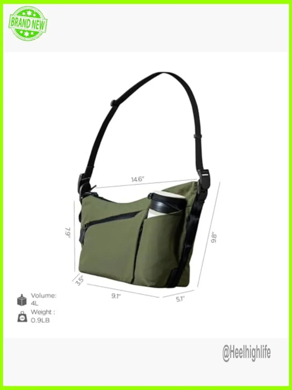 4L Crossbody Satchel with Bottle Pocket, Key Tether, Luggage Pass-Through